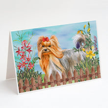 Load image into Gallery viewer, Yorkshire Terrier Spring Greeting Cards -  Blank Note Cards – 8-Pack of Artist-Designed Cards with Envelopes