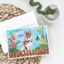 Load image into Gallery viewer, Siberian Husky Grey Spring Greeting Cards -  Blank Note Cards – 8-Pack of Artist-Designed Cards with Envelopes