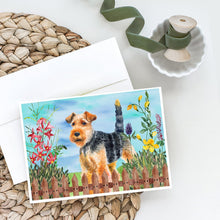 Load image into Gallery viewer, Welsh Terrier Spring Greeting Cards -  Blank Note Cards – 8-Pack of Artist-Designed Cards with Envelopes