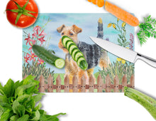 Load image into Gallery viewer, Welsh Terrier Spring Glass Cutting Boards – Durable, Decorative Kitchen Art Large CK1262LCB