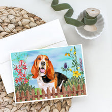 Load image into Gallery viewer, Basset Hound Spring Greeting Cards -  Blank Note Cards – 8-Pack of Artist-Designed Cards with Envelopes