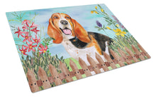 Load image into Gallery viewer, Basset Hound Spring Glass Cutting Boards – Durable, Decorative Kitchen Art Large CK1266LCB