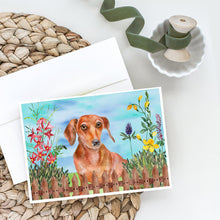 Load image into Gallery viewer, Red Dachshund Spring Greeting Cards -  Blank Note Cards – 8-Pack of Artist-Designed Cards with Envelopes