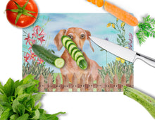 Load image into Gallery viewer, Red Dachshund Spring Glass Cutting Boards – Durable, Decorative Kitchen Art Large CK1269LCB