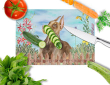 Load image into Gallery viewer, Doberman Pinscher Spring Glass Cutting Boards – Durable, Decorative Kitchen Art Large CK1271LCB
