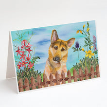 Load image into Gallery viewer, German Shepherd #2 Spring Greeting Cards -  Blank Note Cards – 8-Pack of Artist-Designed Cards with Envelopes