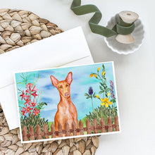 Load image into Gallery viewer, Pharaoh Hound Spring Greeting Cards -  Blank Note Cards – 8-Pack of Artist-Designed Cards with Envelopes