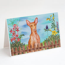 Load image into Gallery viewer, Pharaoh Hound Spring Greeting Cards -  Blank Note Cards – 8-Pack of Artist-Designed Cards with Envelopes