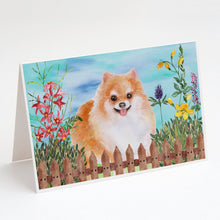 Load image into Gallery viewer, Pomeranian #2 Spring Greeting Cards -  Blank Note Cards – 8-Pack of Artist-Designed Cards with Envelopes