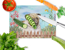 Load image into Gallery viewer, Fawn Pug Spring Glass Cutting Boards – Durable, Decorative Kitchen Art Large CK1280LCB
