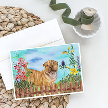 Load image into Gallery viewer, Shar Pei Puppy Spring Greeting Cards -  Blank Note Cards – 8-Pack of Artist-Designed Cards with Envelopes