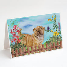 Load image into Gallery viewer, Shar Pei Puppy Spring Greeting Cards -  Blank Note Cards – 8-Pack of Artist-Designed Cards with Envelopes