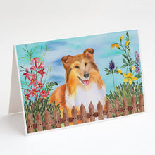 Load image into Gallery viewer, Sheltie Spring Greeting Cards -  Blank Note Cards – 8-Pack of Artist-Designed Cards with Envelopes