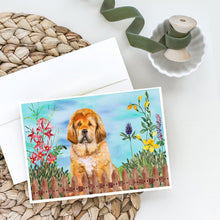 Load image into Gallery viewer, Tibetan Mastiff Spring Greeting Cards -  Blank Note Cards – 8-Pack of Artist-Designed Cards with Envelopes