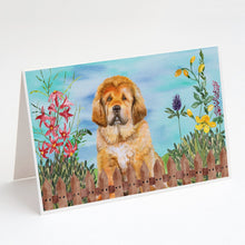 Load image into Gallery viewer, Tibetan Mastiff Spring Greeting Cards -  Blank Note Cards – 8-Pack of Artist-Designed Cards with Envelopes