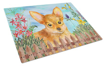 Load image into Gallery viewer, Toy Terrier Spring Glass Cutting Boards – Durable, Decorative Kitchen Art Large CK1284LCB