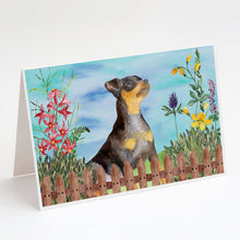 Load image into Gallery viewer, Miniature Pinscher #2 Spring Greeting Cards -  Blank Note Cards – 8-Pack of Artist-Designed Cards with Envelopes