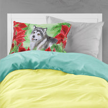 Load image into Gallery viewer, Alaskan Malamute Poinsettas  Standard Pillowcase – Artistic Decorative Front, White Back CK1287PILLOWCASE