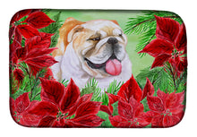 Load image into Gallery viewer, English Bulldog Poinsettas Dish Drying Mat – Absorbent, Artistic Kitchen Essentials CK1288DDM