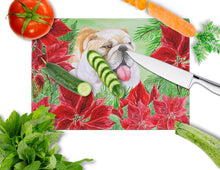 Load image into Gallery viewer, English Bulldog Poinsettas Glass Cutting Boards – Durable, Decorative Kitchen Art Large CK1288LCB