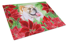 Load image into Gallery viewer, English Bulldog Poinsettas Glass Cutting Boards – Durable, Decorative Kitchen Art Large CK1288LCB