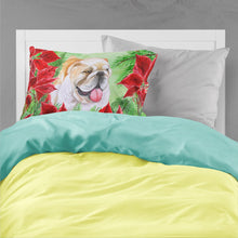 Load image into Gallery viewer, English Bulldog Poinsettas  Standard Pillowcase – Artistic Decorative Front, White Back CK1288PILLOWCASE