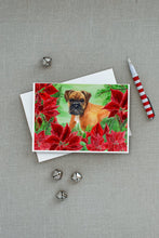 Load image into Gallery viewer, German Boxer Poinsettas Greeting Cards -  Blank Note Cards – 8-Pack of Artist-Designed Cards with Envelopes