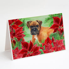 Load image into Gallery viewer, German Boxer Poinsettas Greeting Cards -  Blank Note Cards – 8-Pack of Artist-Designed Cards with Envelopes