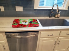 Load image into Gallery viewer, Pembroke Corgi Poinsettas Dish Drying Mat – Absorbent, Artistic Kitchen Essentials CK1291DDM