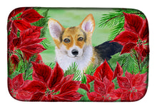 Load image into Gallery viewer, Pembroke Corgi Poinsettas Dish Drying Mat – Absorbent, Artistic Kitchen Essentials CK1291DDM