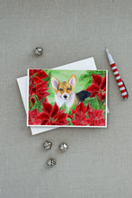 Load image into Gallery viewer, Pembroke Corgi Poinsettas Greeting Cards -  Blank Note Cards – 8-Pack of Artist-Designed Cards with Envelopes