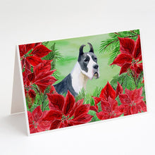 Load image into Gallery viewer, Harlequin Great Dane Poinsettas Greeting Cards -  Blank Note Cards – 8-Pack of Artist-Designed Cards with Envelopes