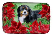 Load image into Gallery viewer, Bernese Mountain Dog Poinsettas Dish Drying Mat – Absorbent, Artistic Kitchen Essentials CK1294DDM