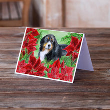 Load image into Gallery viewer, Bernese Mountain Dog Poinsettas Greeting Cards -  Blank Note Cards – 8-Pack of Artist-Designed Cards with Envelopes