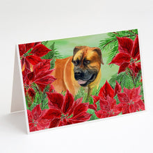 Load image into Gallery viewer, Boerboel Mastiff Poinsettas Greeting Cards -  Blank Note Cards – 8-Pack of Artist-Designed Cards with Envelopes