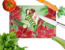 Load image into Gallery viewer, Smooth Fox Terrier Poinsettas Glass Cutting Boards – Durable, Decorative Kitchen Art Large CK1296LCB