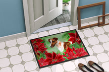 Load image into Gallery viewer, Smooth Fox Terrier Poinsettas Doormat - 18x27 Decorative Floor Mat – Indoor/Outdoor Rug with Artistic Flair CK1296MAT