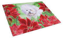 Load image into Gallery viewer, Bichon Frise Poinsettas Glass Cutting Boards – Durable, Decorative Kitchen Art Large CK1297LCB