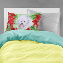 Load image into Gallery viewer, Bichon Frise Poinsettas  Standard Pillowcase – Artistic Decorative Front, White Back CK1297PILLOWCASE