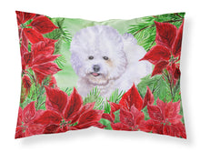 Load image into Gallery viewer, Bichon Frise Poinsettas  Standard Pillowcase – Artistic Decorative Front, White Back CK1297PILLOWCASE