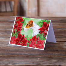 Load image into Gallery viewer, Fox Terrier Poinsettas Greeting Cards -  Blank Note Cards – 8-Pack of Artist-Designed Cards with Envelopes