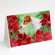 Load image into Gallery viewer, Fox Terrier Poinsettas Greeting Cards -  Blank Note Cards – 8-Pack of Artist-Designed Cards with Envelopes