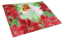Load image into Gallery viewer, Fox Terrier Poinsettas Glass Cutting Boards – Durable, Decorative Kitchen Art Large CK1298LCB