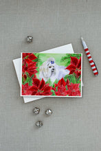 Load image into Gallery viewer, Maltese Poinsettas Greeting Cards -  Blank Note Cards – 8-Pack of Artist-Designed Cards with Envelopes