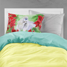 Load image into Gallery viewer, Maltese Poinsettas  Standard Pillowcase – Artistic Decorative Front, White Back CK1299PILLOWCASE