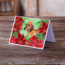 Load image into Gallery viewer, Dachshund Poinsettas Greeting Cards -  Blank Note Cards – 8-Pack of Artist-Designed Cards with Envelopes