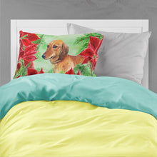 Load image into Gallery viewer, Dachshund Poinsettas  Standard Pillowcase – Artistic Decorative Front, White Back CK1300PILLOWCASE