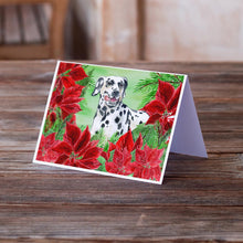 Load image into Gallery viewer, Dalmatian Poinsettas Greeting Cards -  Blank Note Cards – 8-Pack of Artist-Designed Cards with Envelopes