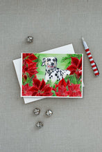 Load image into Gallery viewer, Dalmatian Poinsettas Greeting Cards -  Blank Note Cards – 8-Pack of Artist-Designed Cards with Envelopes
