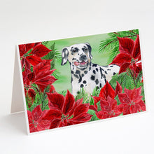 Load image into Gallery viewer, Dalmatian Poinsettas Greeting Cards -  Blank Note Cards – 8-Pack of Artist-Designed Cards with Envelopes